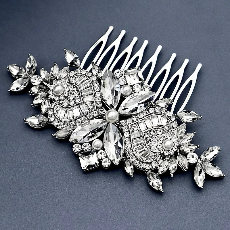 "Merida" - Pearl and Crystal Bridal Hair Comb - Available in Gold and Silver