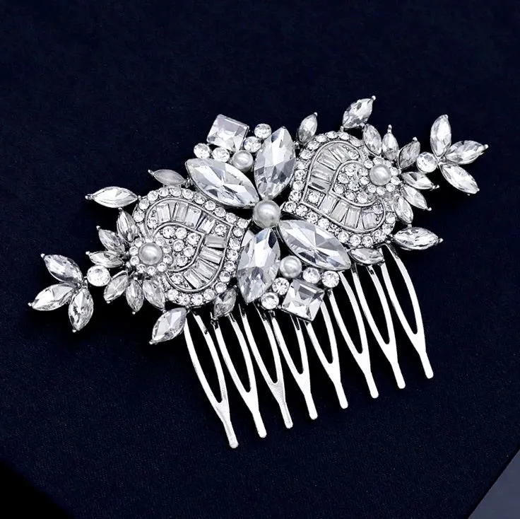 "Merida" - Pearl and Crystal Bridal Hair Comb - Available in Gold and Silver