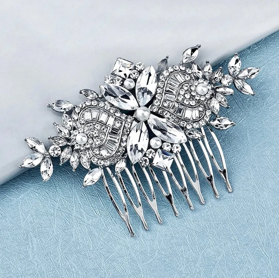 "Merida" - Pearl and Crystal Bridal Hair Comb - Available in Gold and Silver