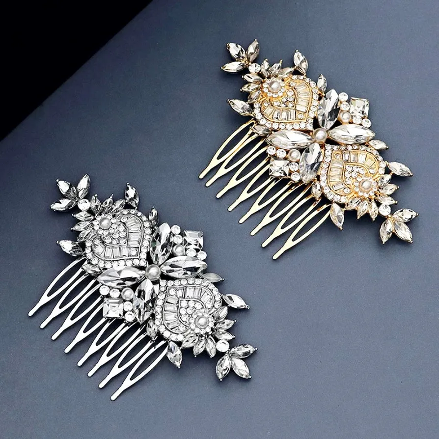 "Merida" - Pearl and Crystal Bridal Hair Comb - Available in Gold and Silver