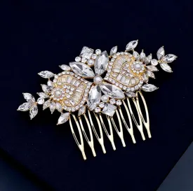 "Merida" - Pearl and Crystal Bridal Hair Comb - Available in Gold and Silver