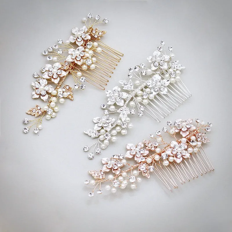 "Odessa" - Pearl Bridal Hair Comb - Available in Silver, Yellow Gold and Rose Gold