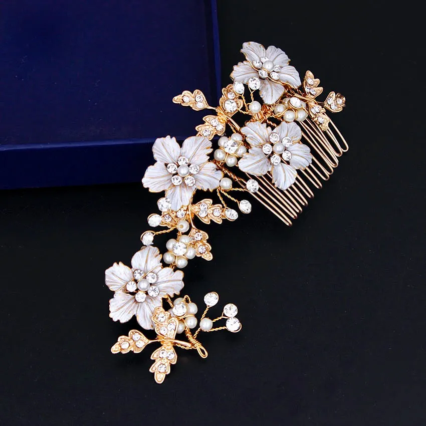"Odessa" - Pearl Bridal Hair Comb - Available in Silver, Yellow Gold and Rose Gold