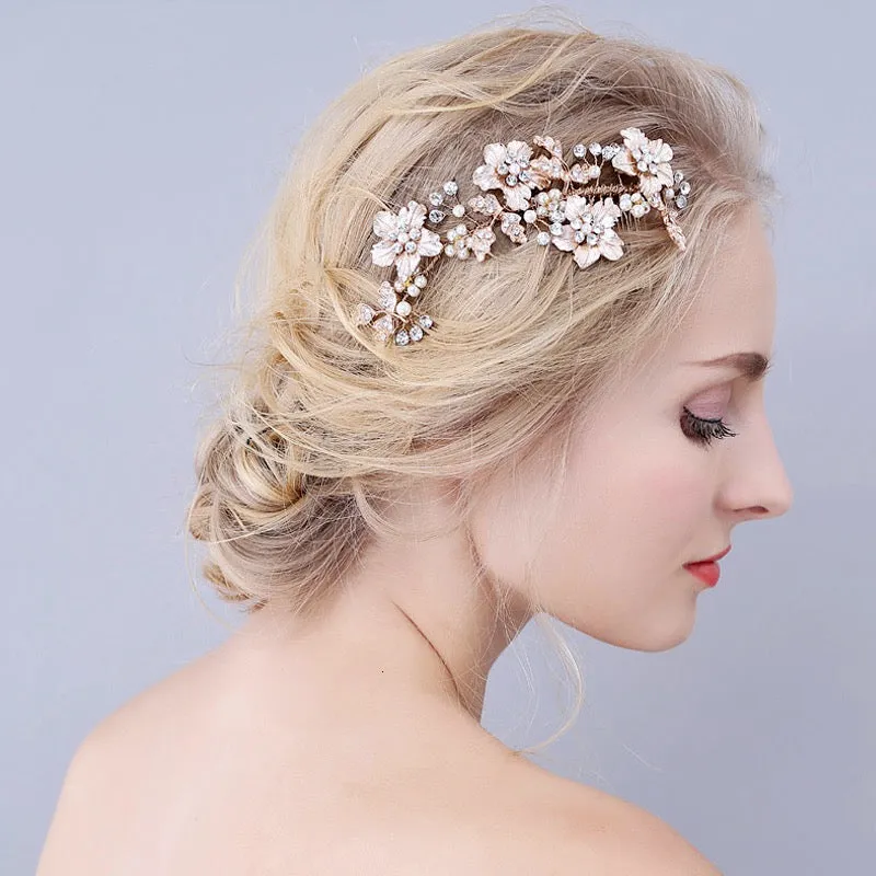 "Odessa" - Pearl Bridal Hair Comb - Available in Silver, Yellow Gold and Rose Gold