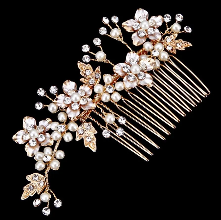 "Odessa" - Pearl Bridal Hair Comb - Available in Silver, Yellow Gold and Rose Gold
