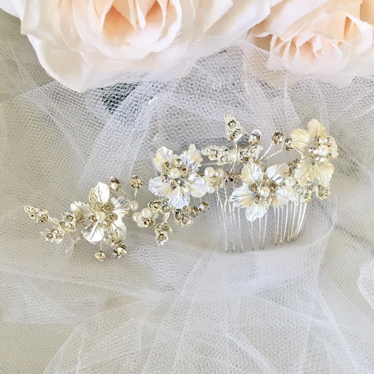 "Odessa" - Pearl Bridal Hair Comb - Available in Silver, Yellow Gold and Rose Gold