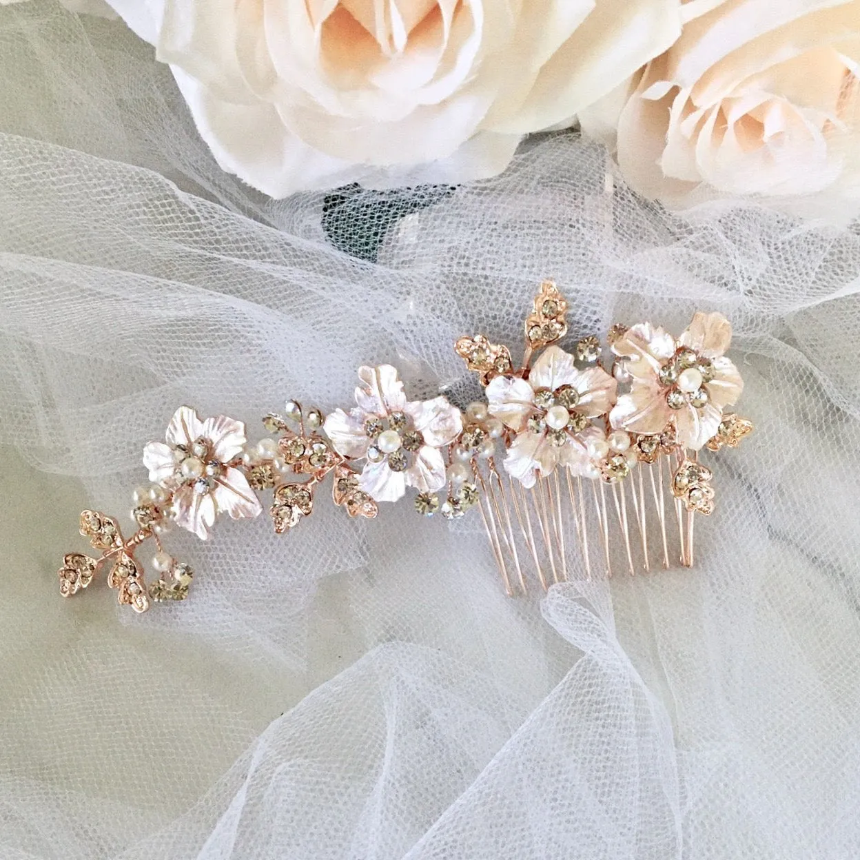 "Odessa" - Pearl Bridal Hair Comb - Available in Silver, Yellow Gold and Rose Gold