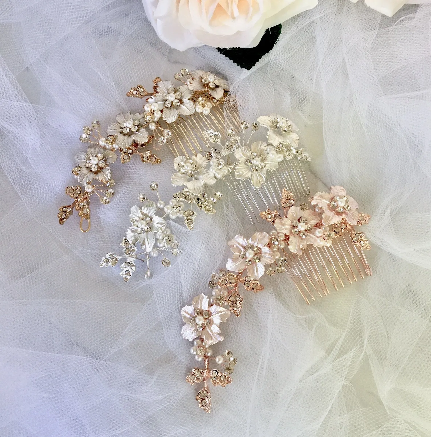 "Odessa" - Pearl Bridal Hair Comb - Available in Silver, Yellow Gold and Rose Gold