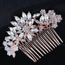 "Sylvia" - Austrian Crystal Bridal Hair Comb - Available in Rose Gold and Silver