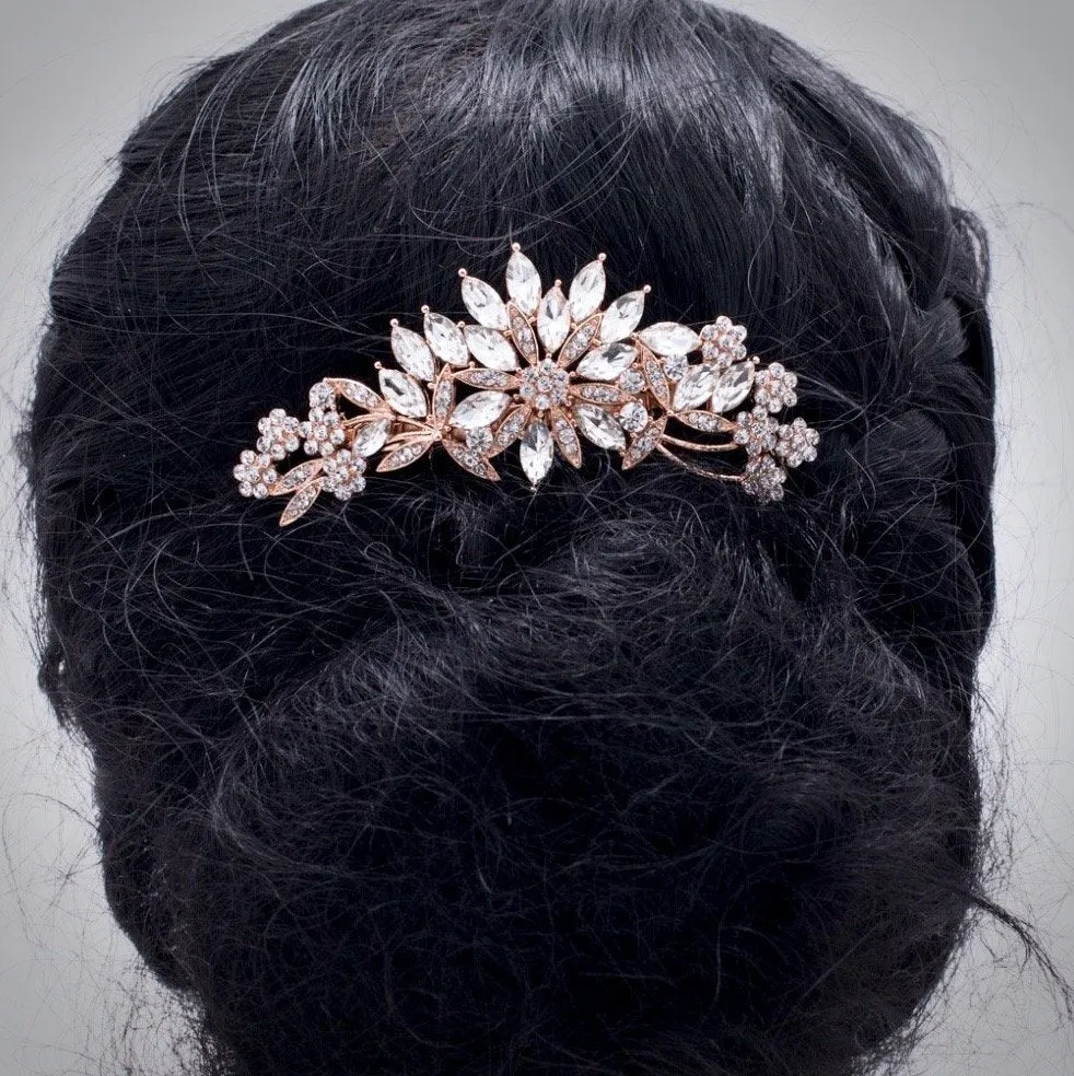 "Sylvia" - Austrian Crystal Bridal Hair Comb - Available in Rose Gold and Silver