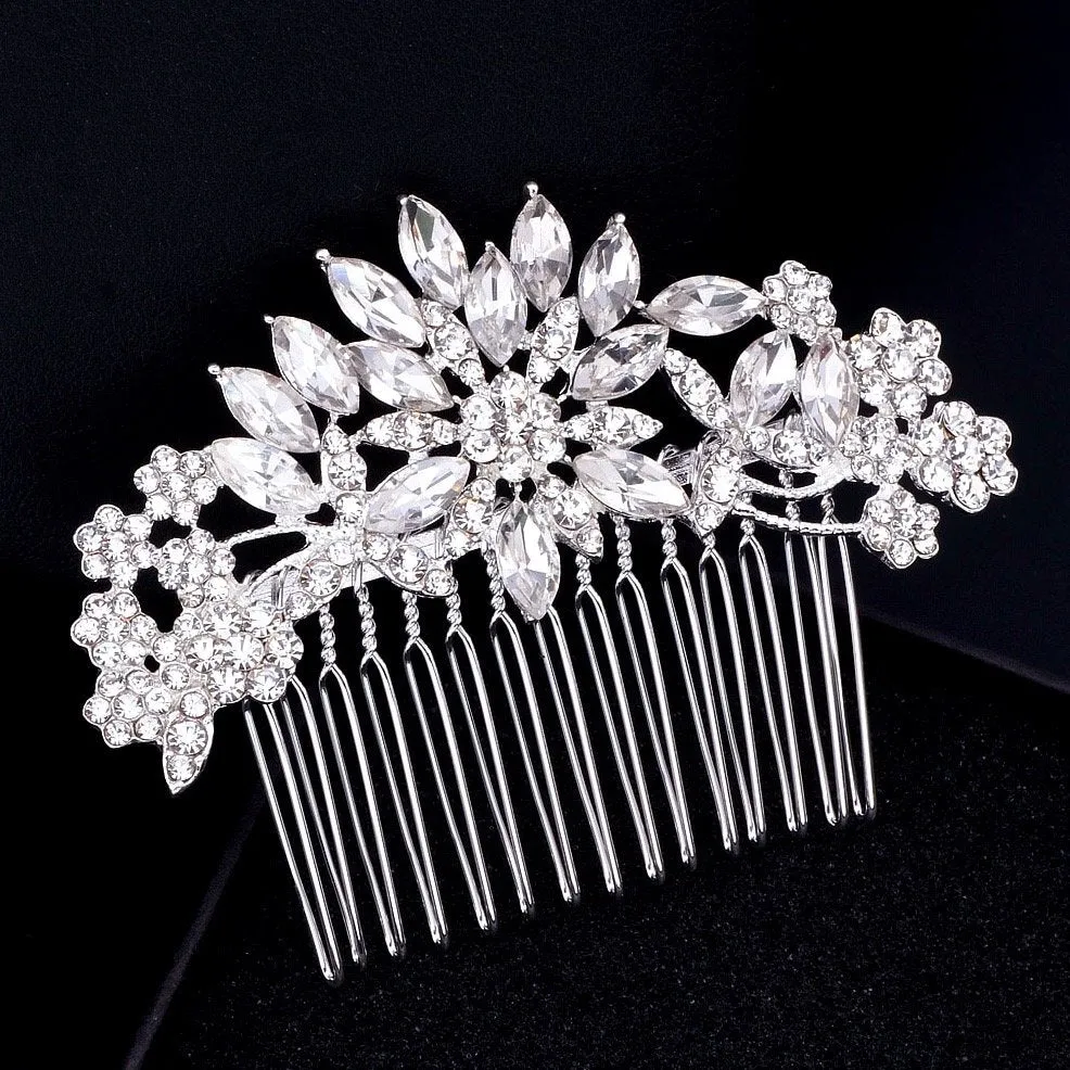 "Sylvia" - Austrian Crystal Bridal Hair Comb - Available in Rose Gold and Silver