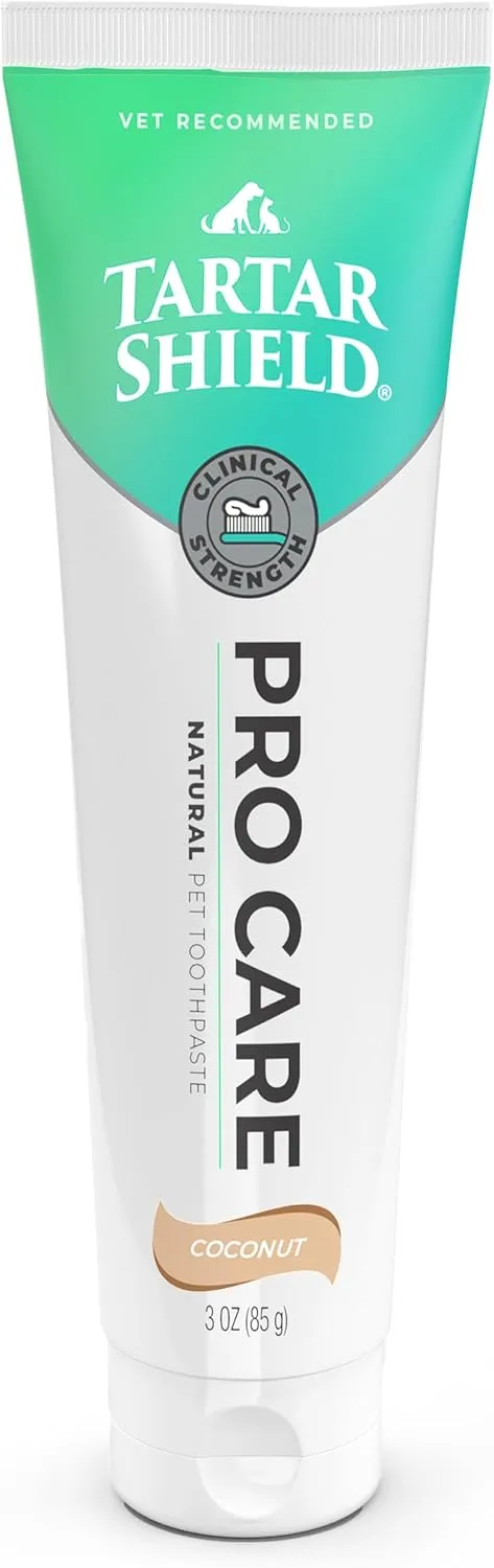 Tartar Shield Pro Care  Natural Enzymatic Pet Toothpaste  Protects Against Plaque & Tartar  Freshens Breath & Gently Removes Stains  for Dogs & Puppies  Coconut Flavor, 3 Oz.