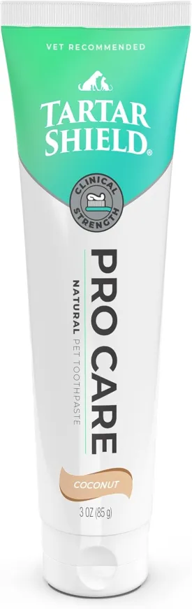 Tartar Shield Pro Care  Natural Enzymatic Pet Toothpaste  Protects Against Plaque & Tartar  Freshens Breath & Gently Removes Stains  for Dogs & Puppies  Coconut Flavor, 3 Oz.