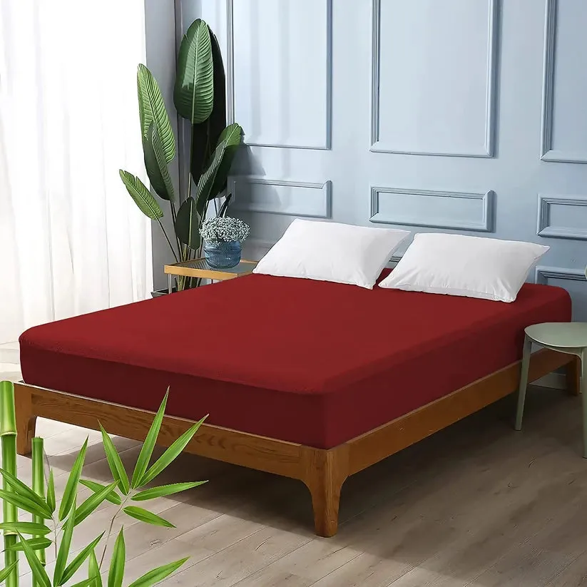 Terry Waterproof Mattress Protector- Maroon