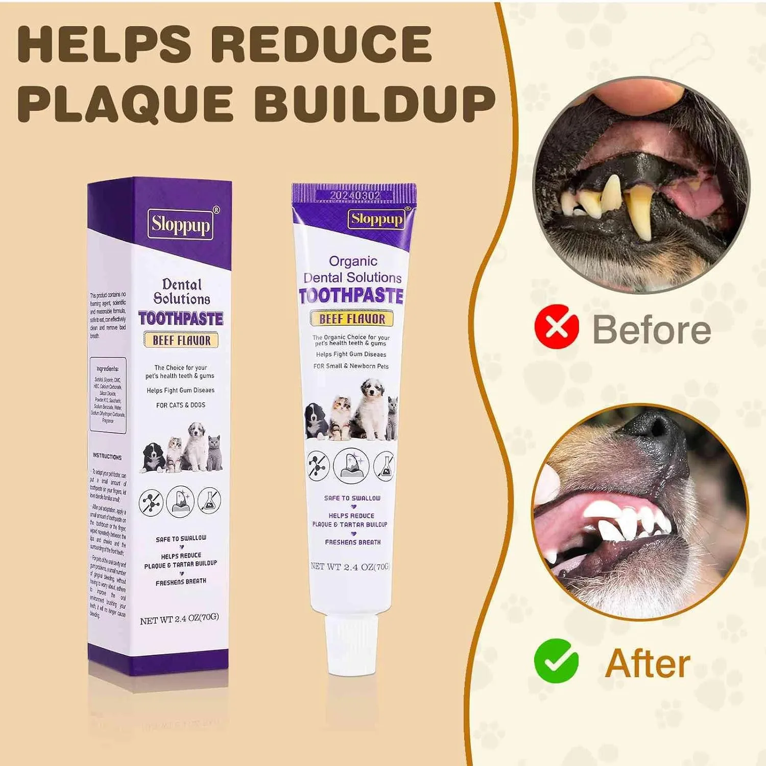 Toothpaste | Teeth Cleaning and Fresh Breath Dental Care for Scottish Fold Cat Kittens and Adult Cats | Soothes Inflamed Gums | Safe for Puppies | Vet Formulated 1 Pack (2.4 OZ)