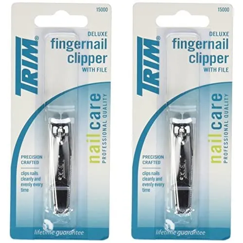 Trim Deluxe Fingernail Clippers with File – Sharp, Durable Clippers with Fold-Away Nail File for Easy, Compact Storage – Steel Nail Clippers for Precise, Even Cuts Every Time