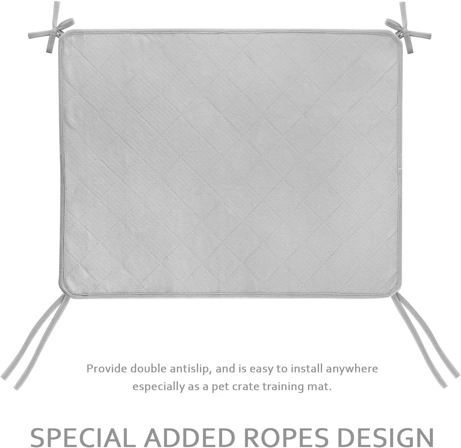 Waterproof Dog Crate Mat with Rope 2 Pack (24X18), Washable Pee Pads for Dogs, Non-Slip Training Pads for Dogs, Fits 24 Inch Dog Crate