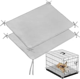 Waterproof Dog Crate Mat with Rope 2 Pack (24X18), Washable Pee Pads for Dogs, Non-Slip Training Pads for Dogs, Fits 24 Inch Dog Crate